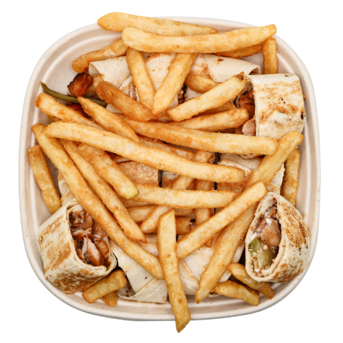 Combo Chicken Shawarma Arabi Wrap With French Fries.
