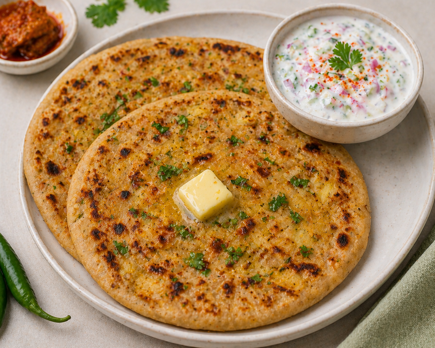Aloo Parathas with Raitha.
