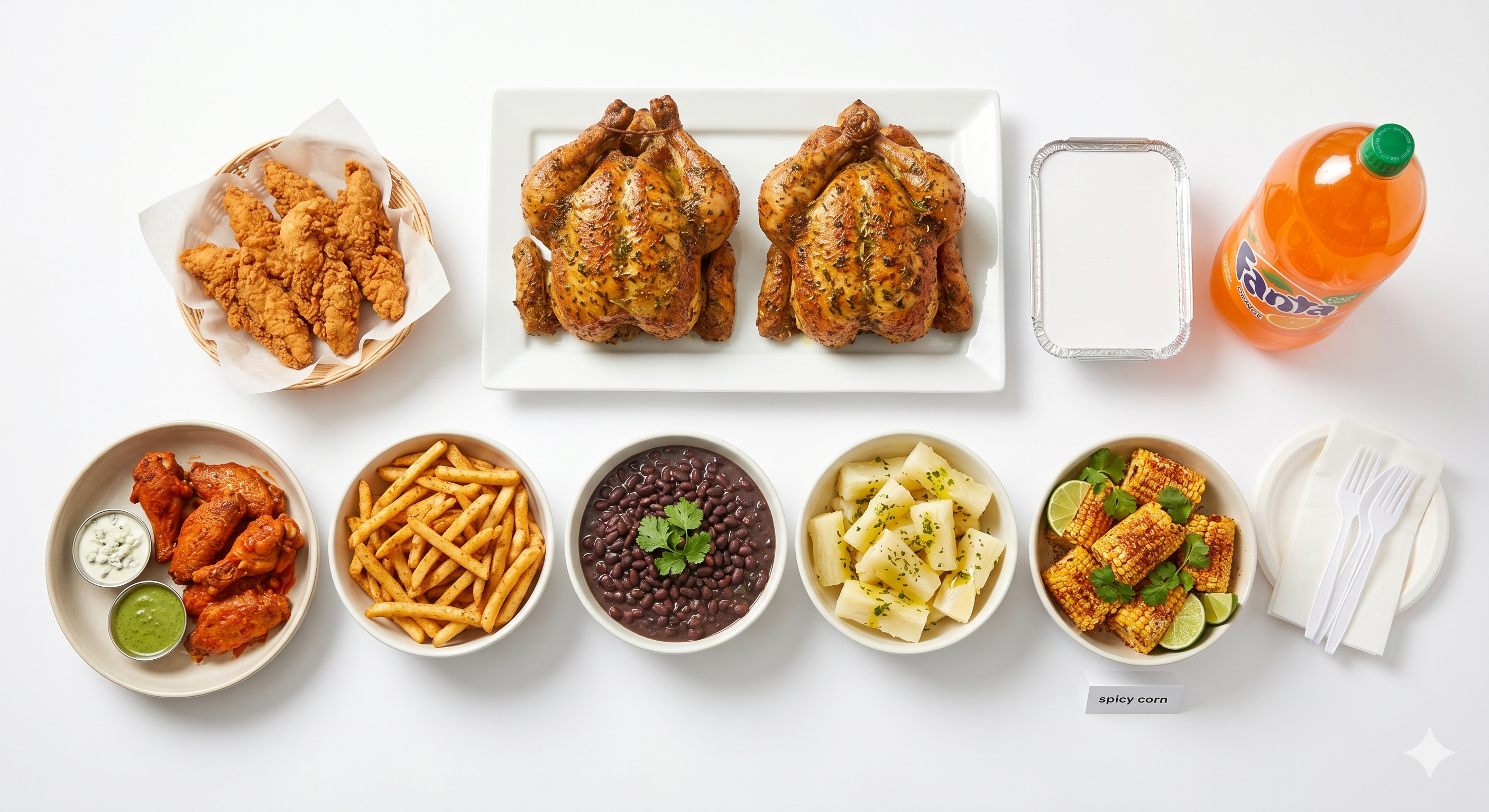 2 whole Chicken + 4 Sides,6 tenders,6 Wings & 2 Liter Soda ( 🍗🔥 ).