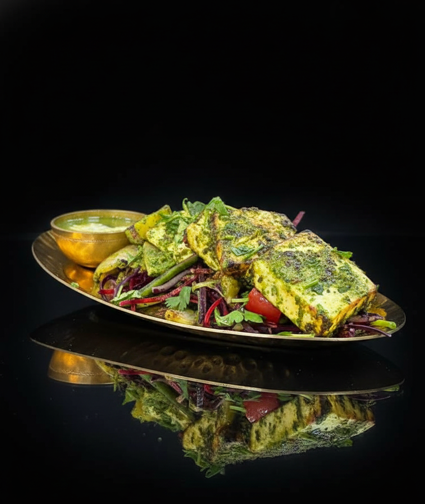 Coriander Pesto Paneer Tikka.