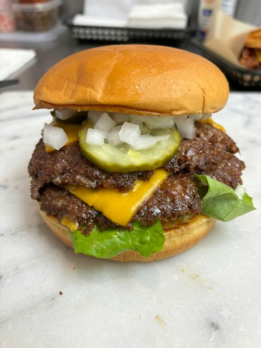 1/4 Lb. Delux Smash Wagyu Cheeseburger.