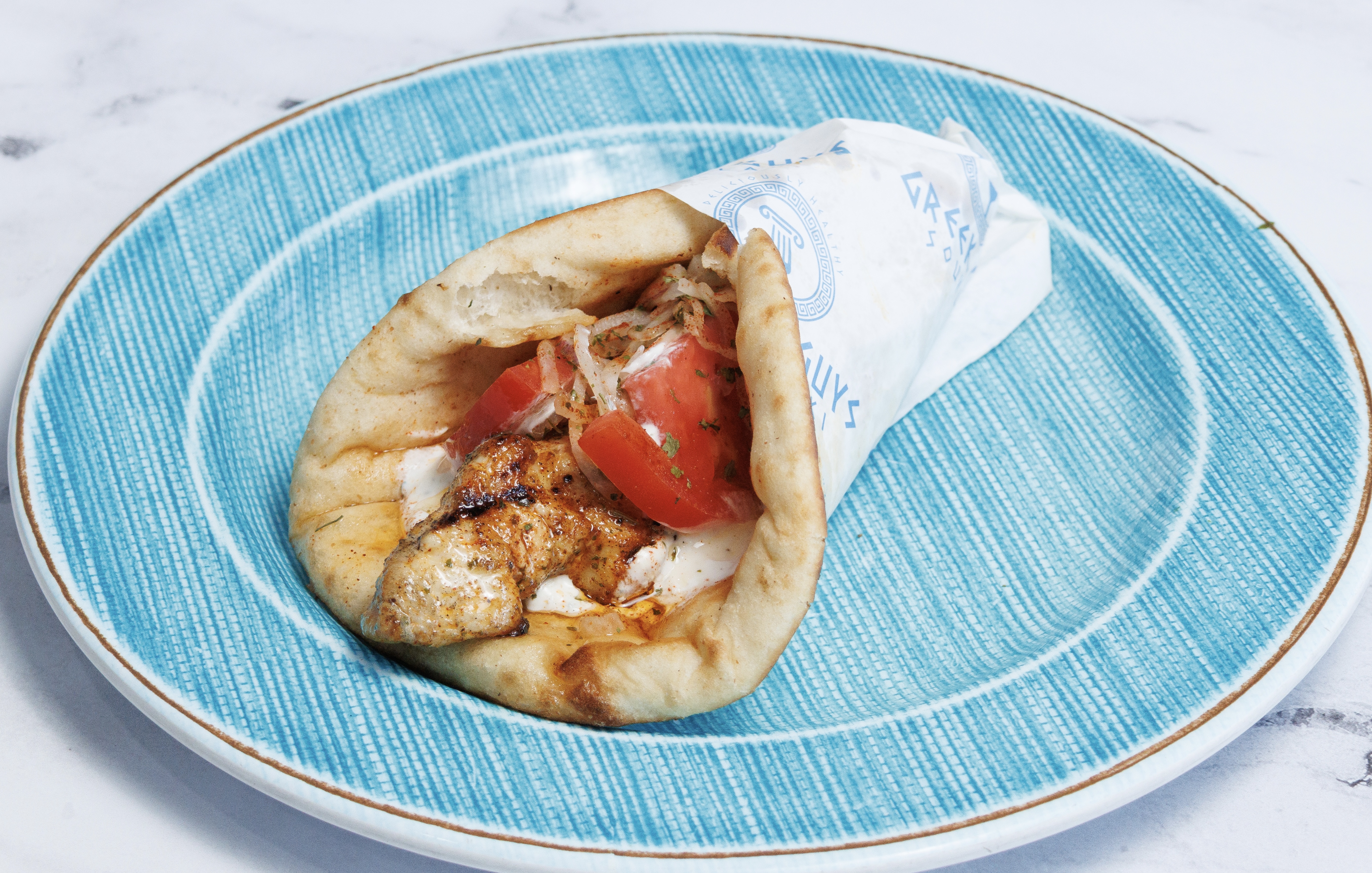 CHICKEN SOUVLAKI PITA.