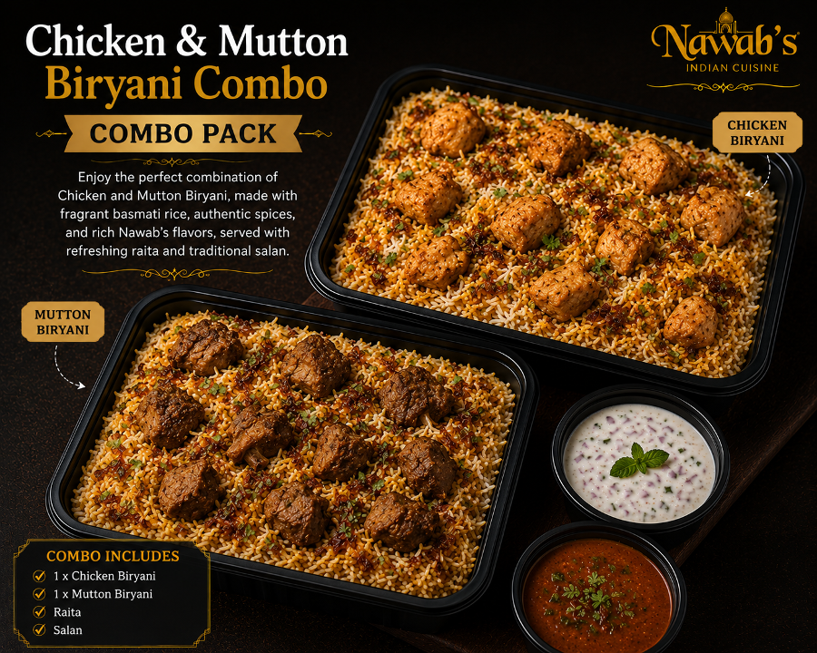 1 x Chicken & 1 x Mutton Fry-Piece Biryani.