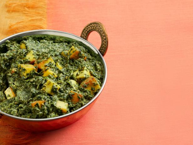 Spinach dip (Saag)with naan.