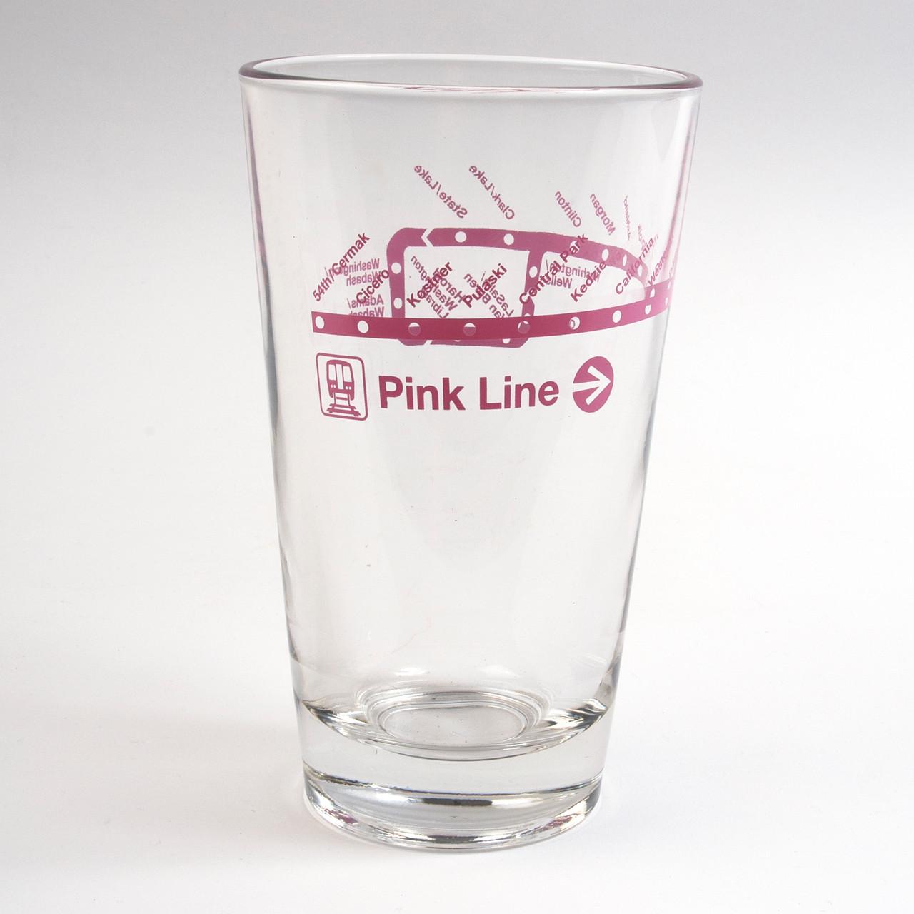 Pink Line Pint Glass.