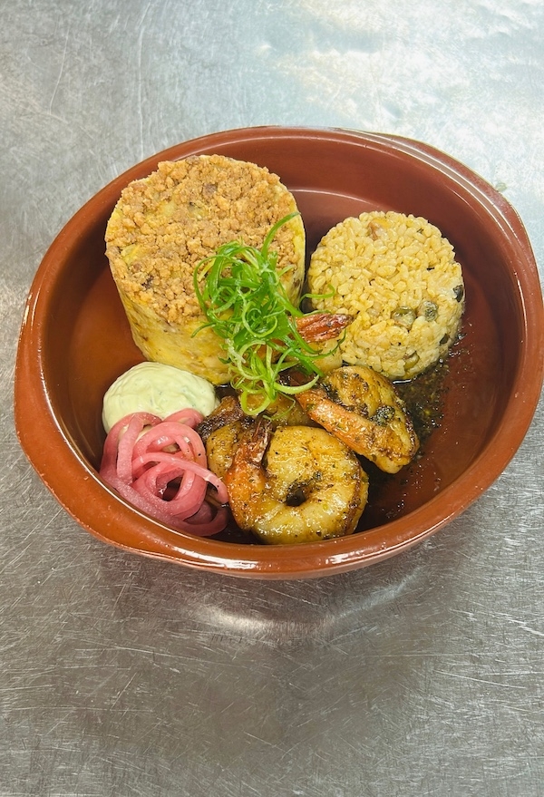 Herb butter Shrimp Mofongo.