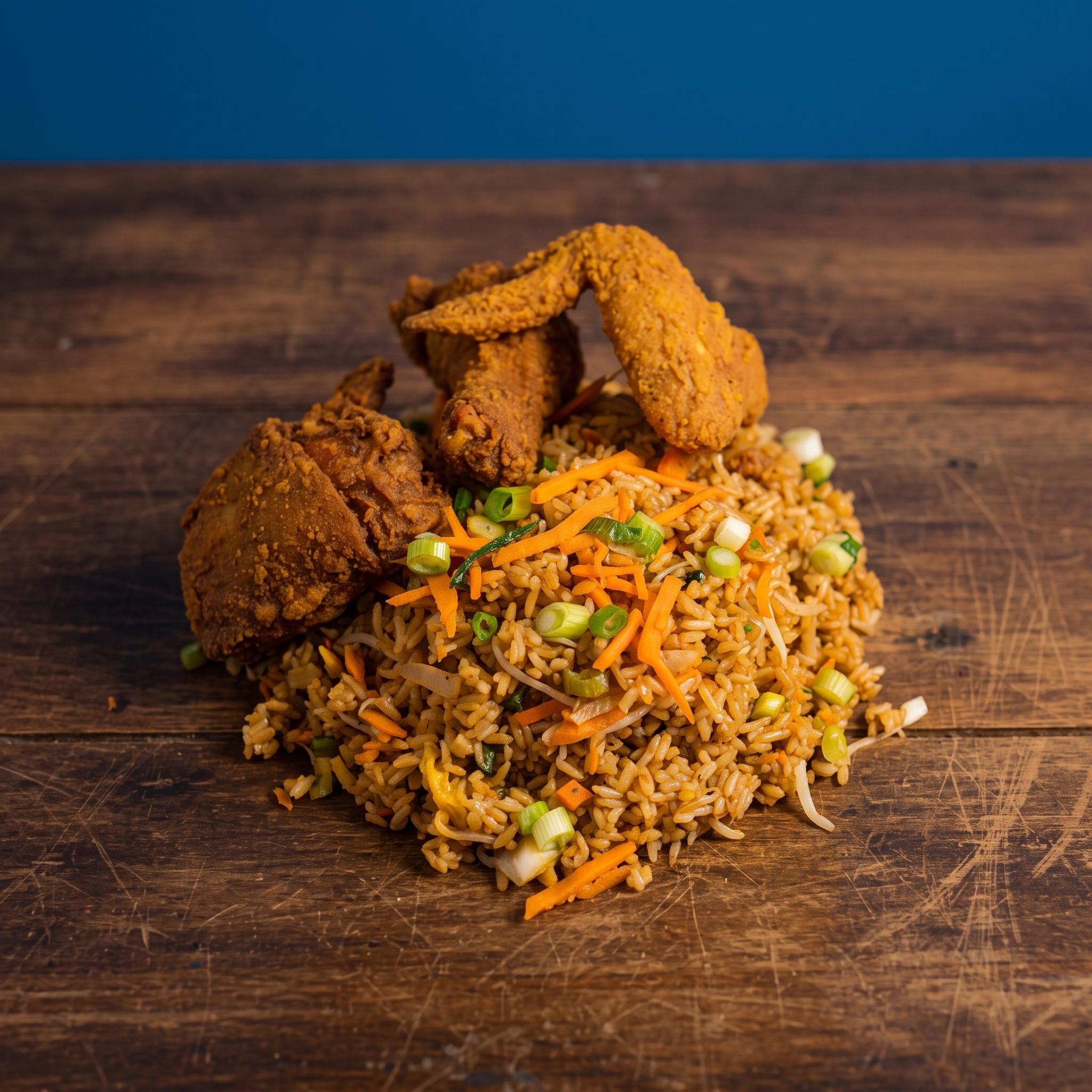 Large Vegetable Fried Rice w/ 6pcs Fried Chicken.
