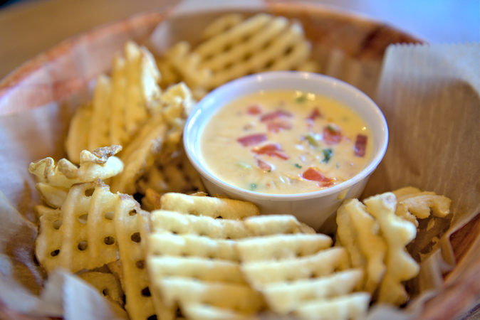 Waffle Fries & Large Queso.
