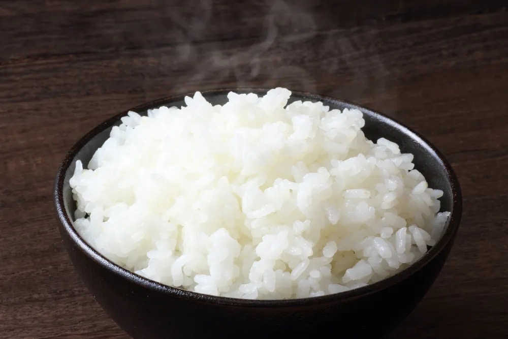 Steamed jasmine rice.