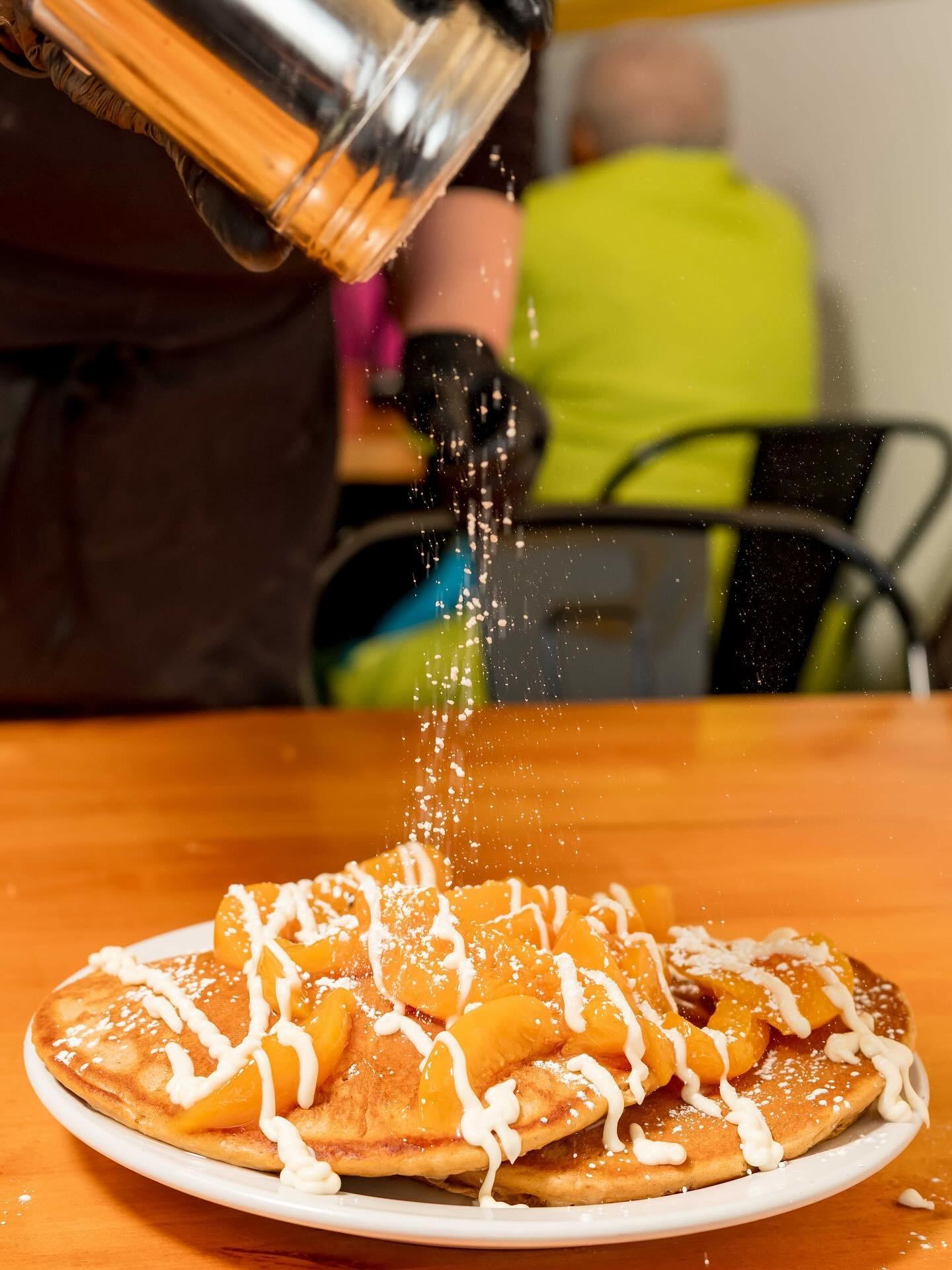 Peach please pancakes.