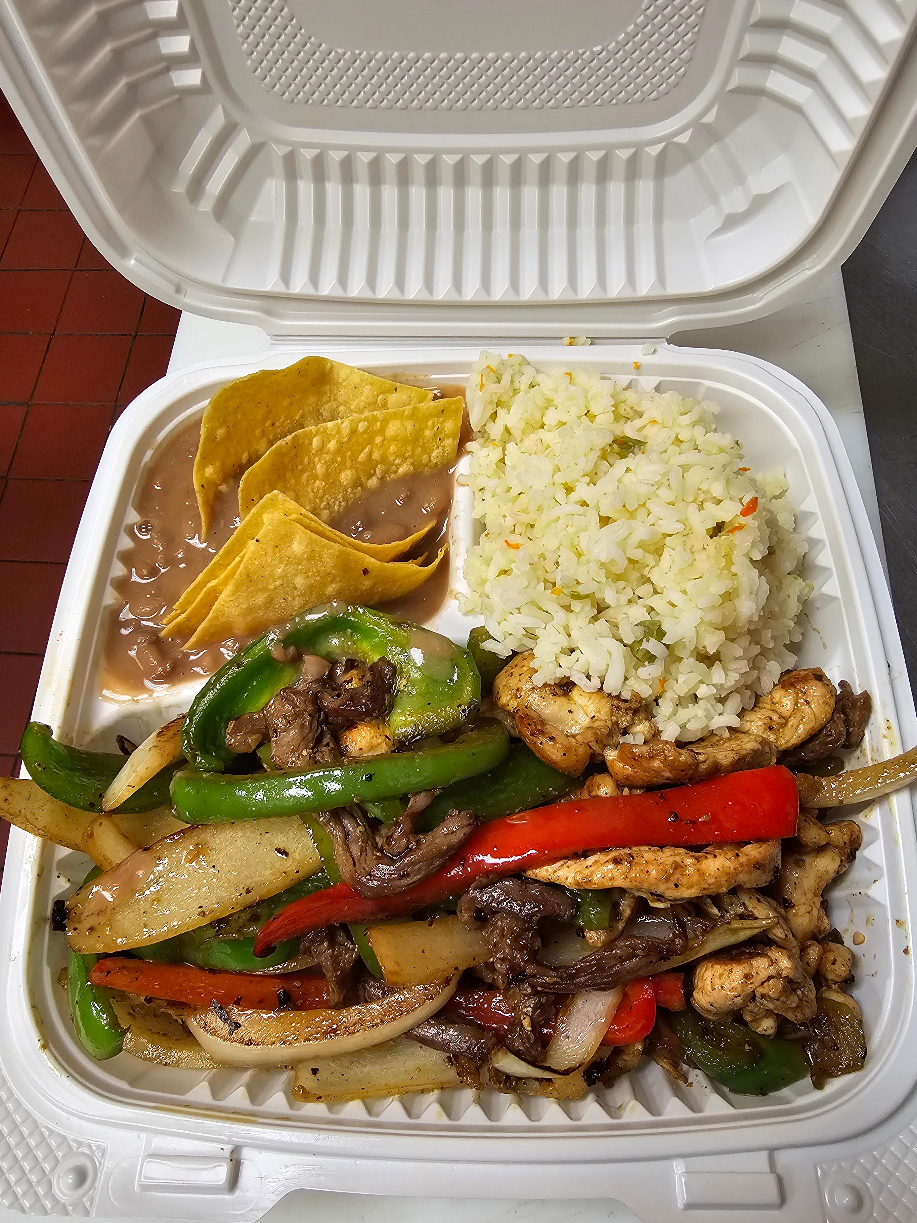 Steak and Chicken Fajitas.