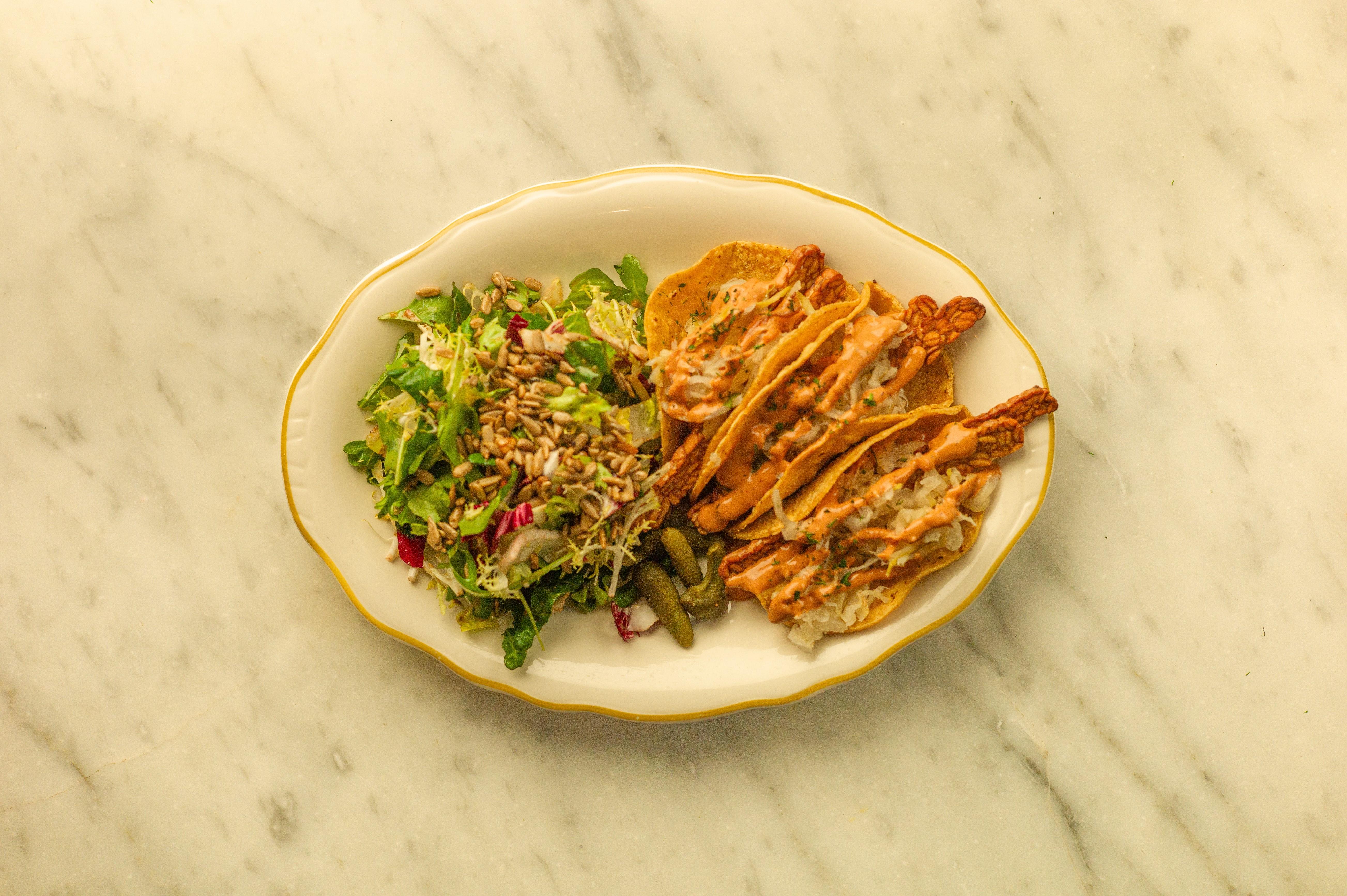 Tempeh Reuben Tacos.