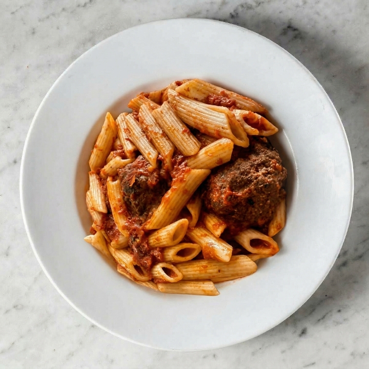 Penne with Meatballs.