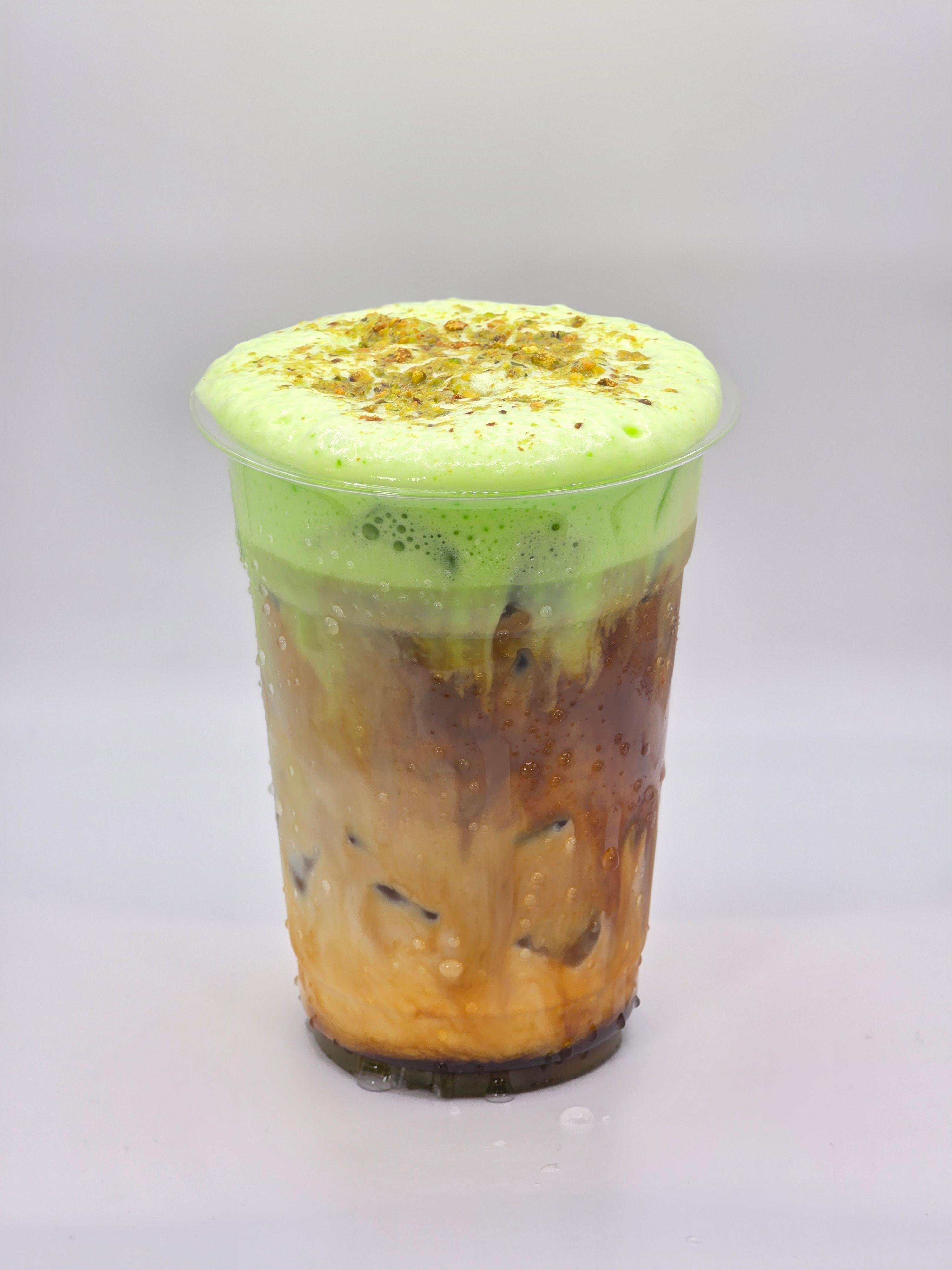 Iced Pistachio Latte (Cold Foam Included).
