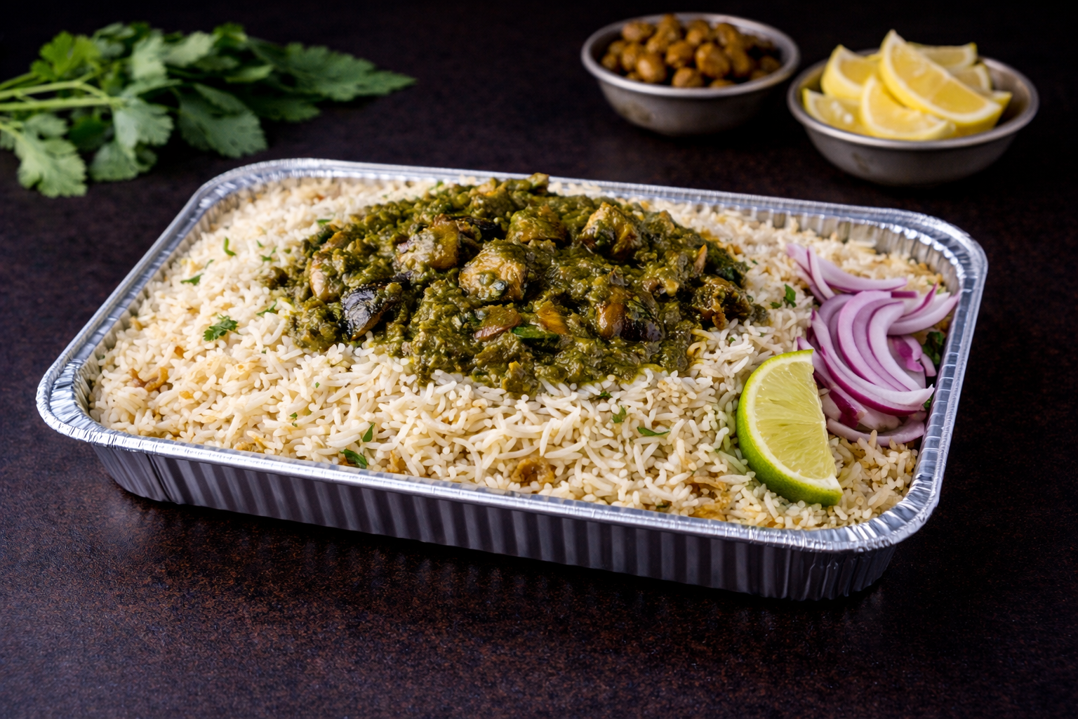 Family Pack Pachimirchi Mushroom Pulao (Green Chilli Mushroom Pulao).