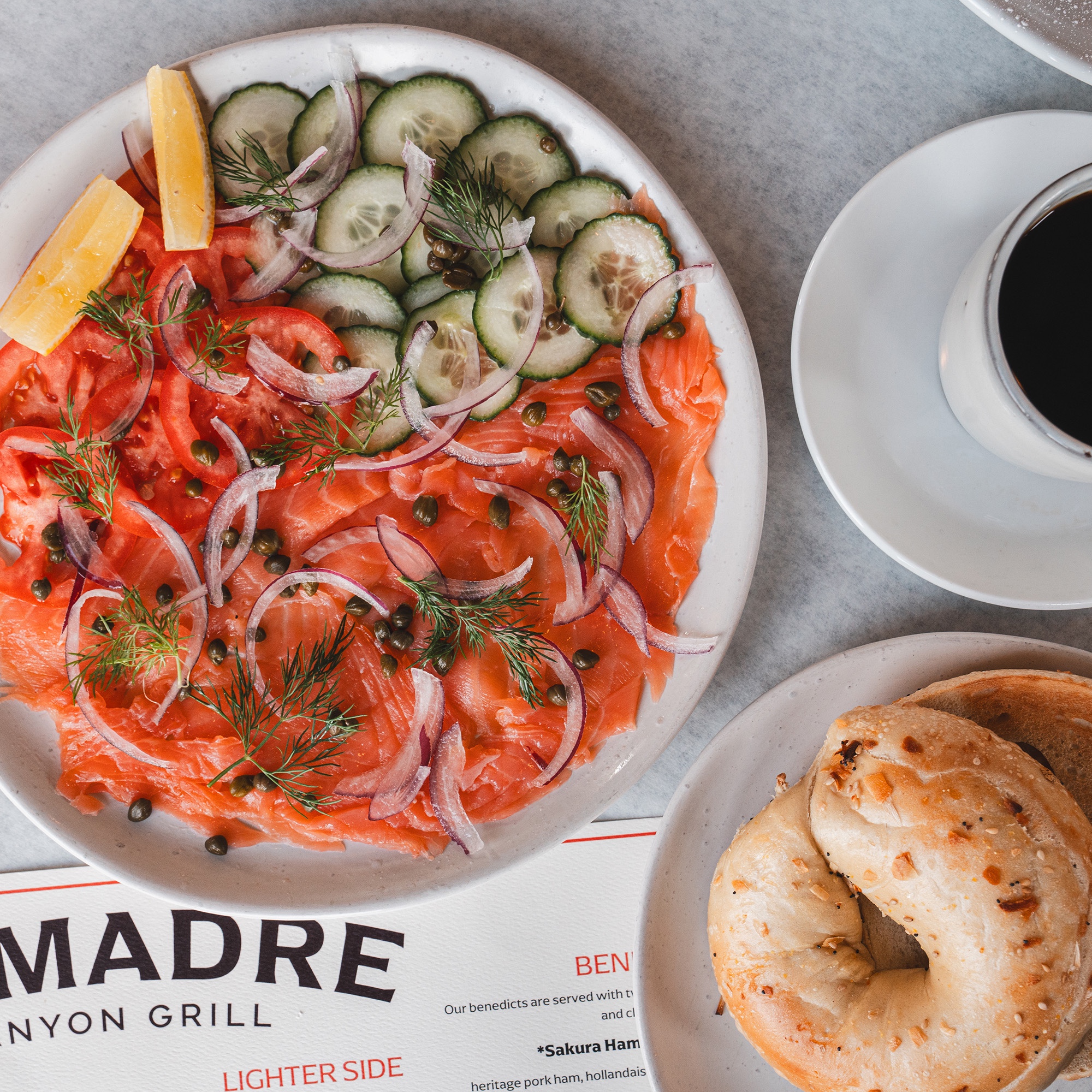Smoked Salmon on Bagel.
