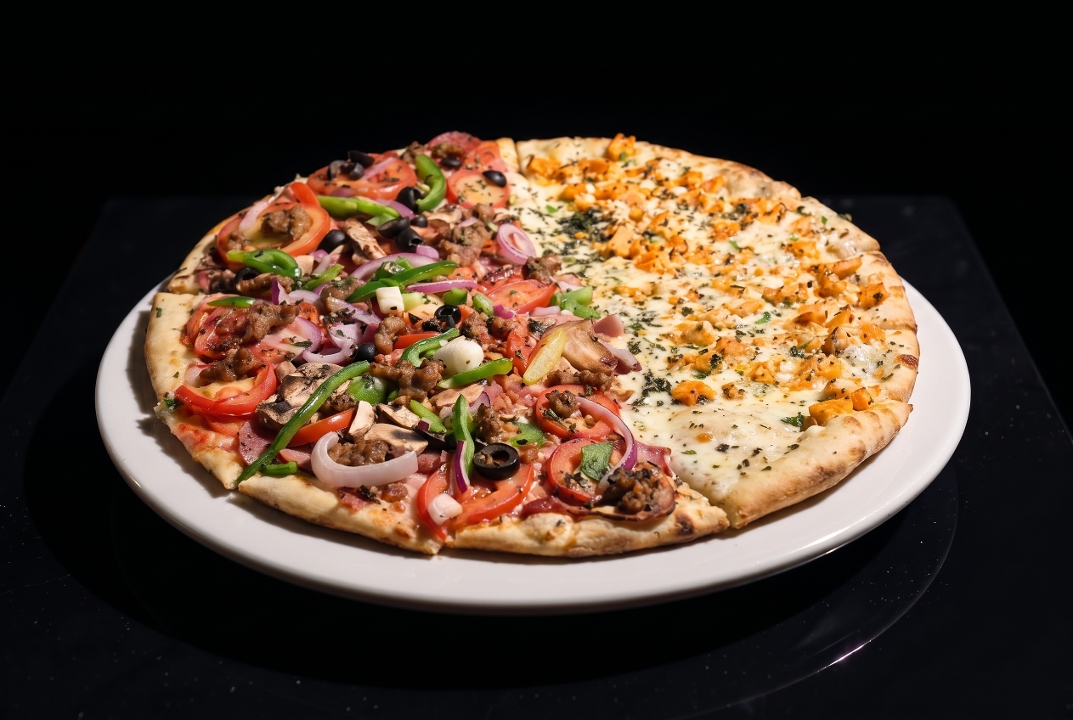 12 in 1/2 and 1/2 Specialty Pizza.