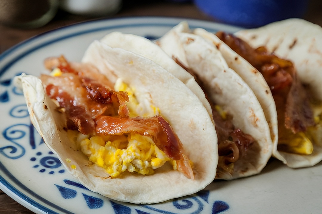 3 Breakfast Tacos with Coffee.