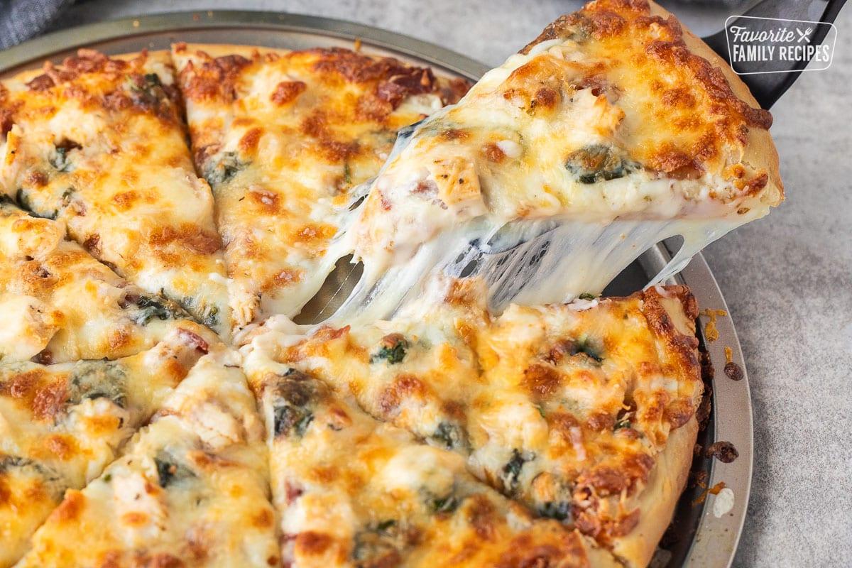 Alfredo Chicken Pizza.