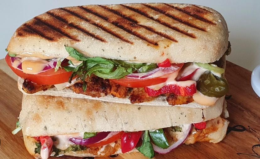 GRILLED CHICKEN PANINI.