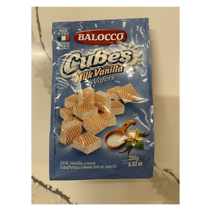 Balocco Cubes Vanilla Wafers.