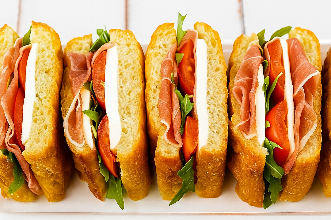 Prosciutto Baby Focaccia Sandwich Platter.