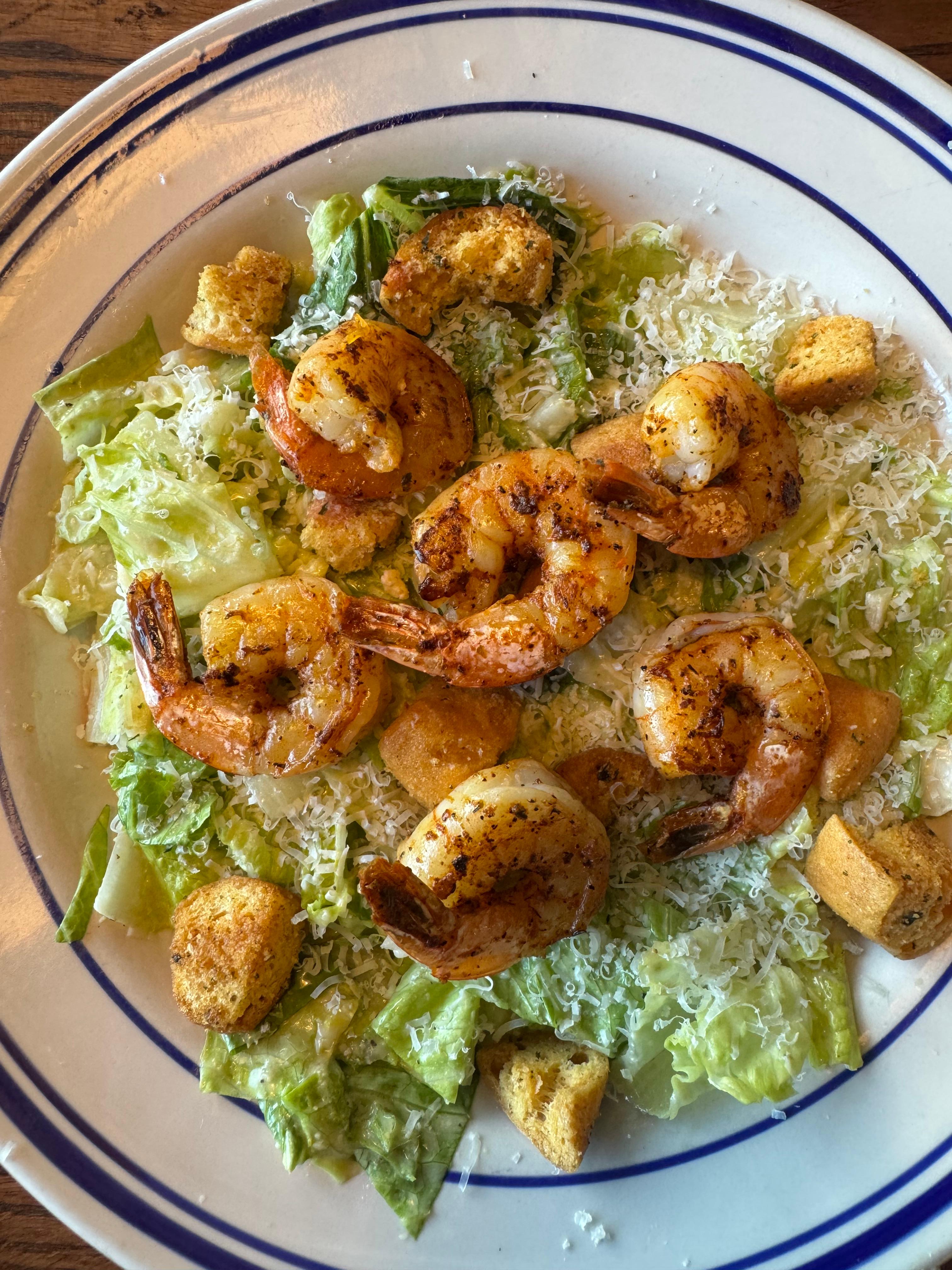 Blackened Shrimp Caesar Salad.