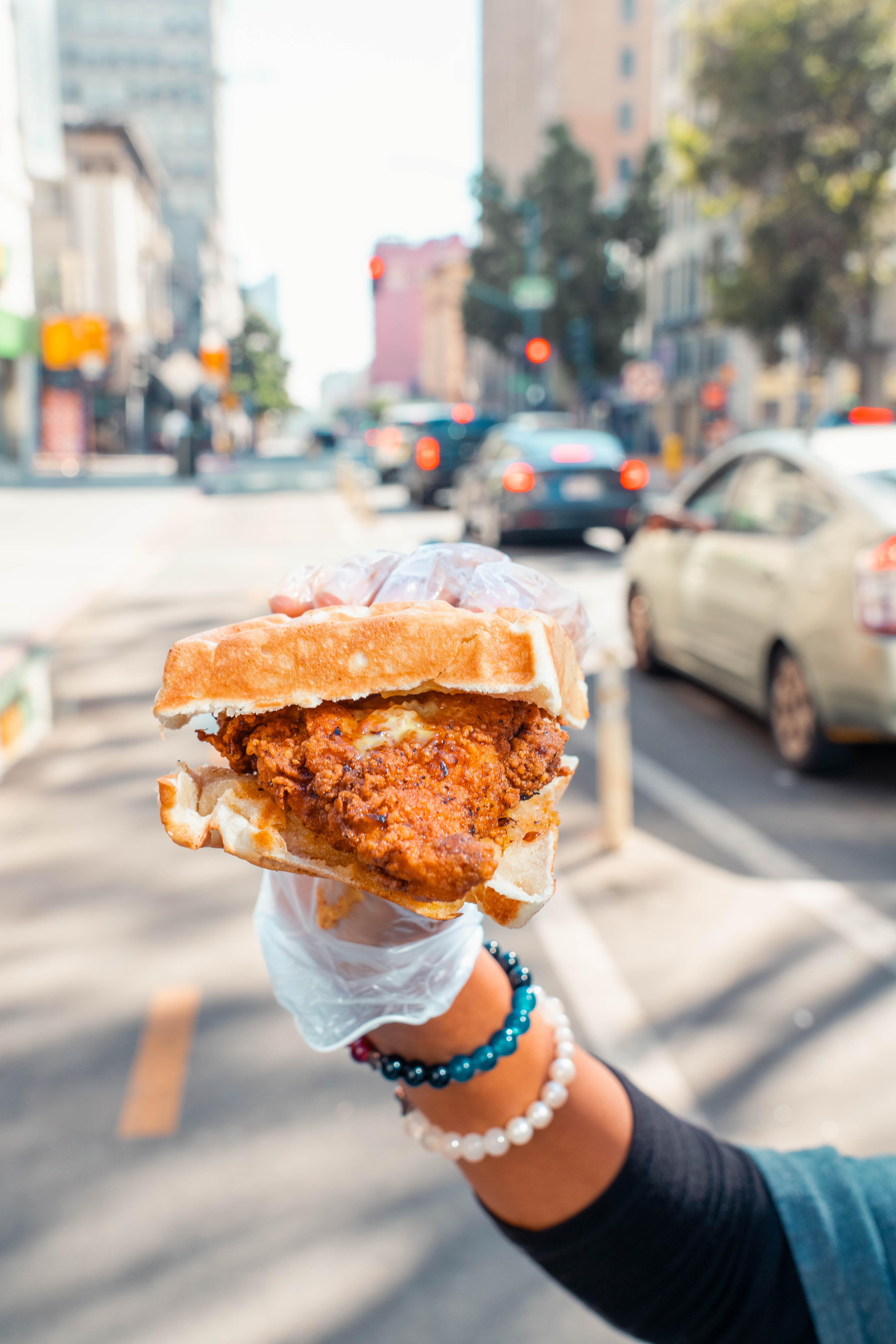 Chick-in-Waffle Sandwich.