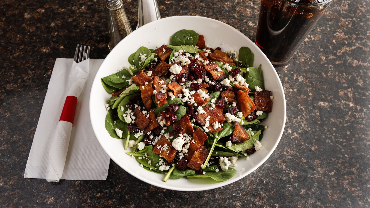 Bacon Baby Spinach Salad.