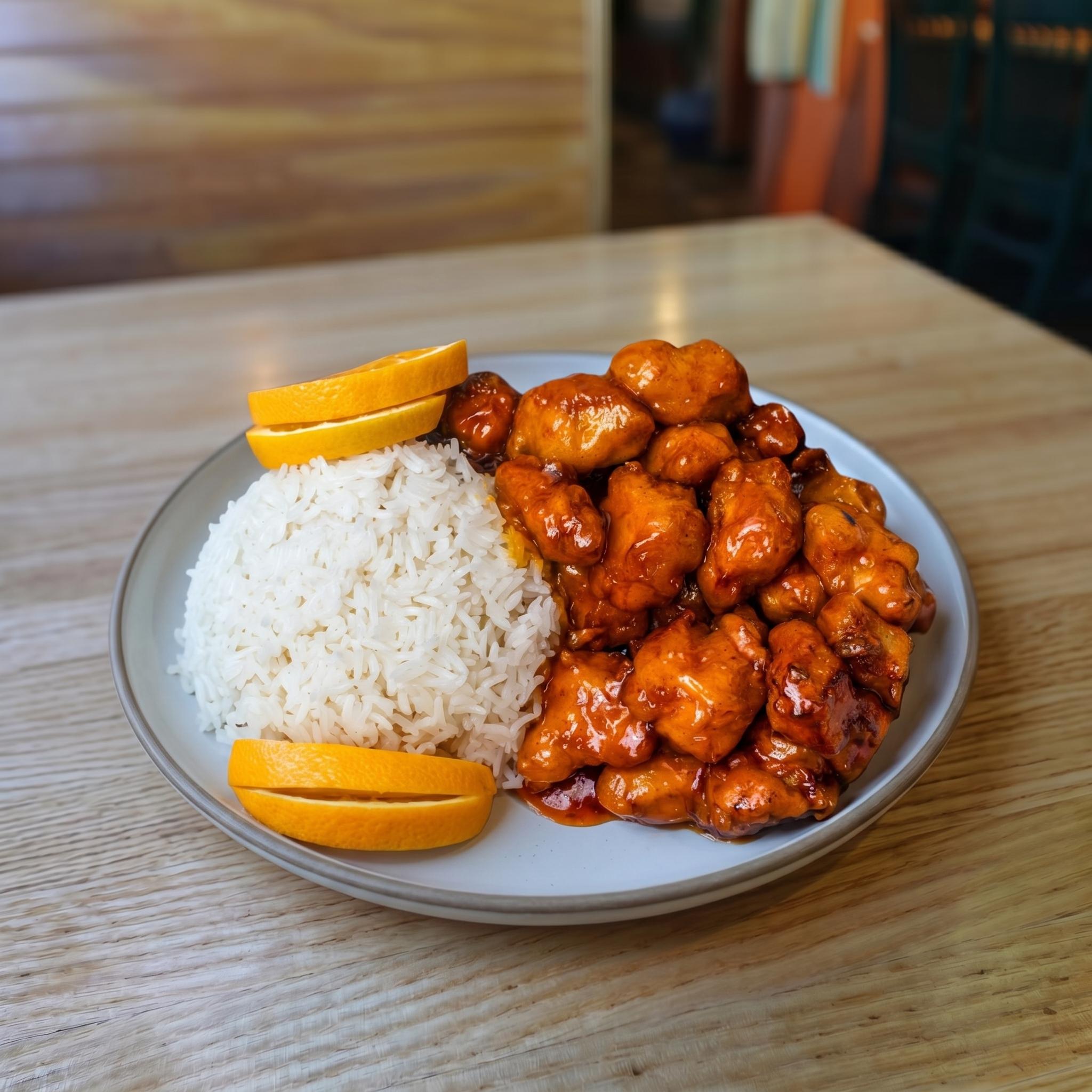 ORANGE CHICKEN.