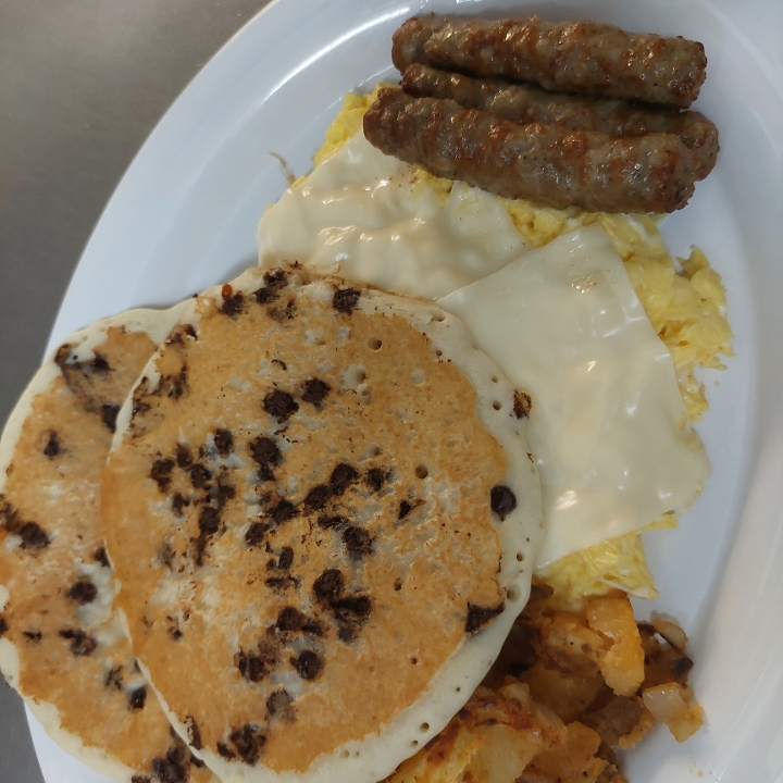 B. Two Large Eggs, Two Small Hotcakes, Homefries, Bacon or Sausage.