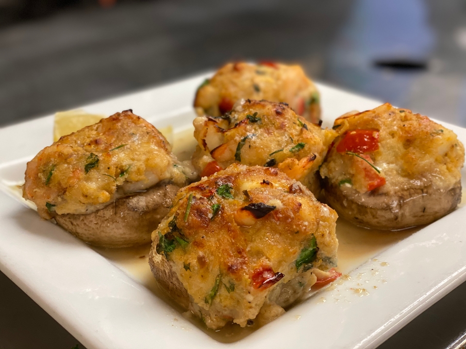 World Famous Seafood Stuffed Mushrooms.