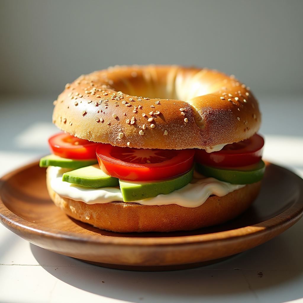 Avocado, Tomato & Cream Cheese Bagel.
