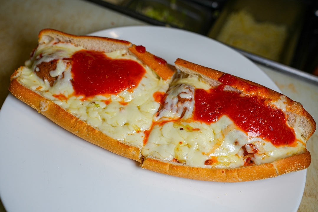 Meatball Parmigiana Sandwich.