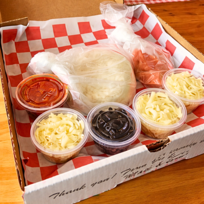 10" Pizza Kit (Dough, Sauce, Cheese).