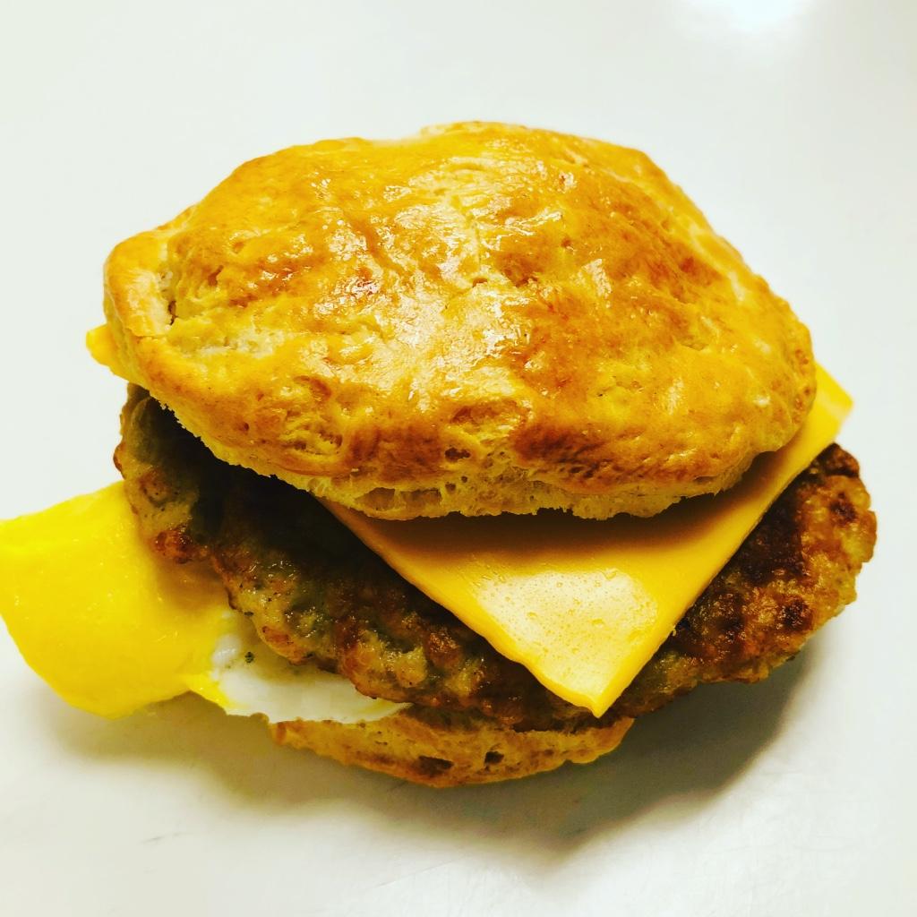 Biscuit: SW. Sausage, Egg, & Cheese.