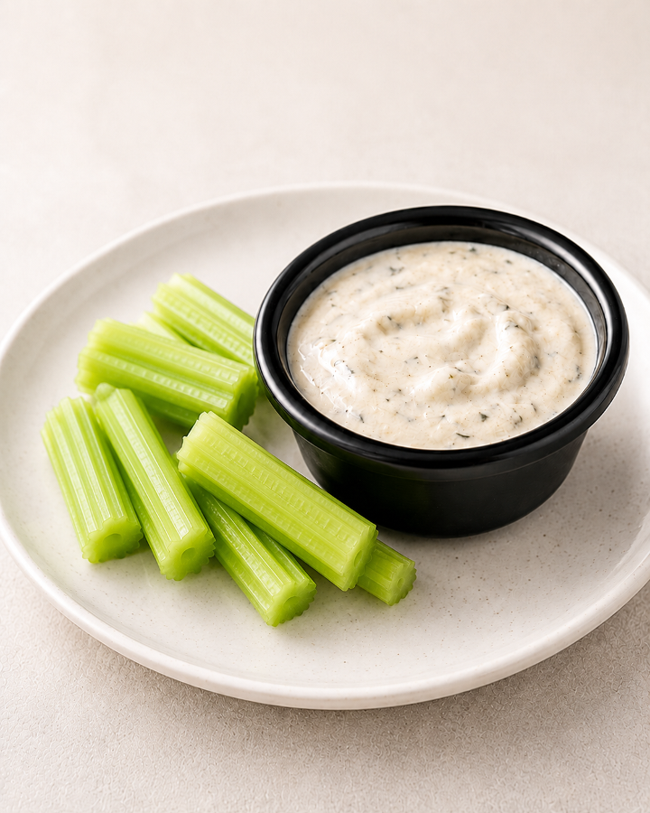 Celery with Ranch Dressing.