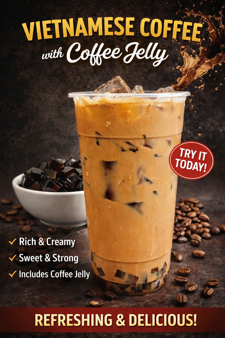 Vietnamese Coffee w/ Coffee Jelly.
