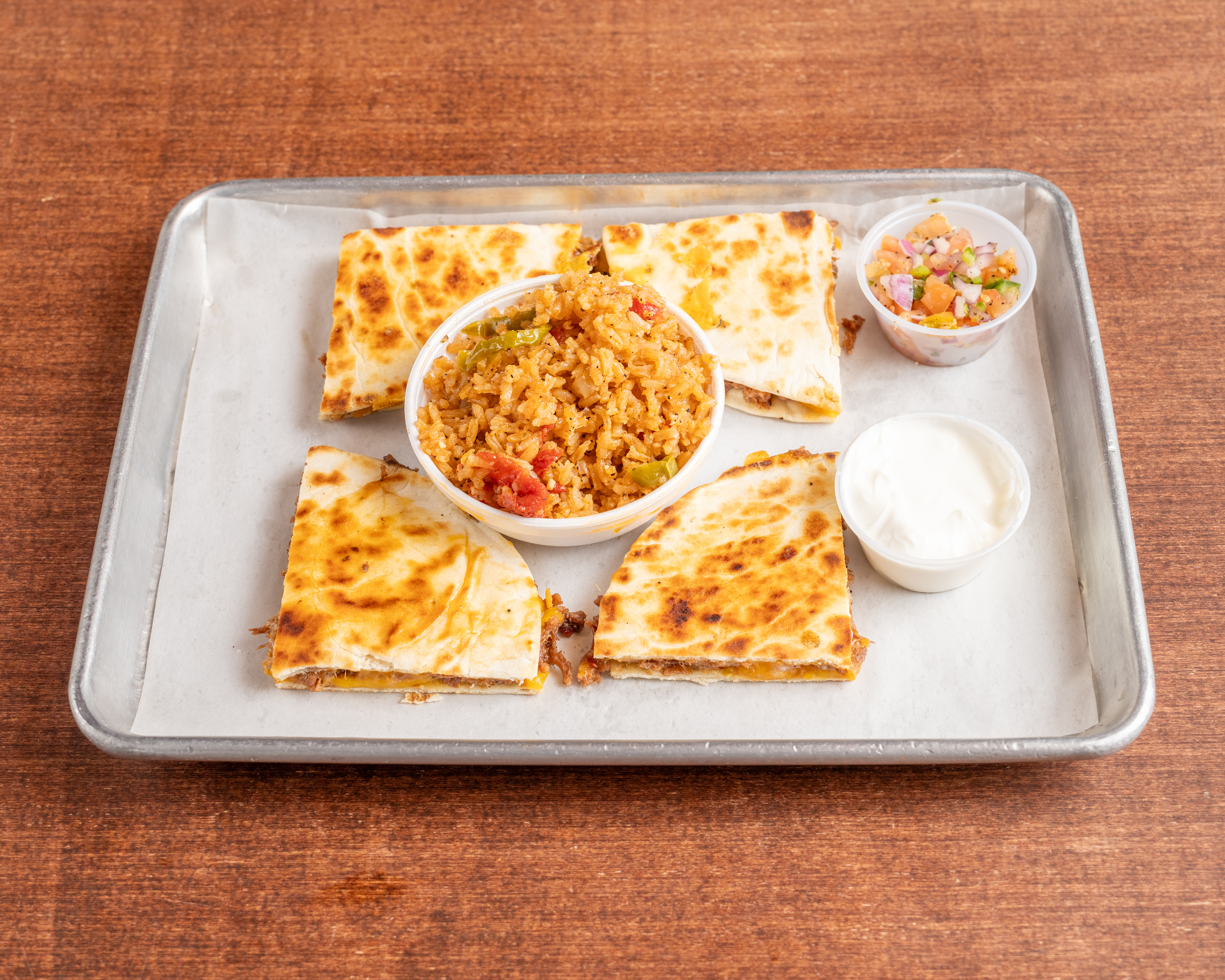 Brisket Quesadilla w/ side.