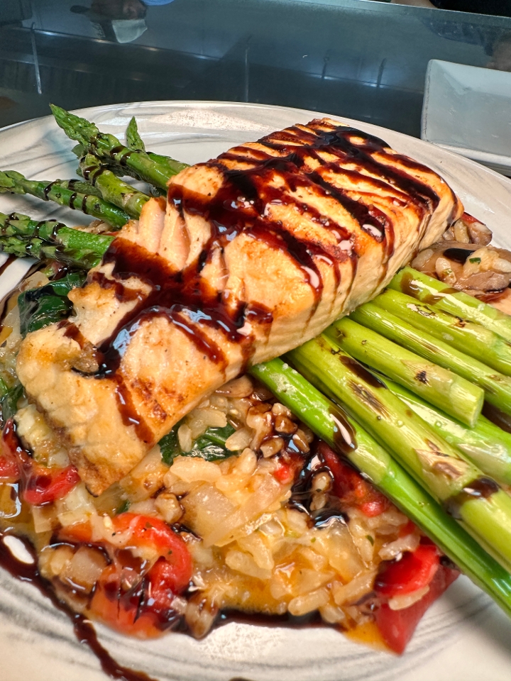 Grilled Salmon Risotto.