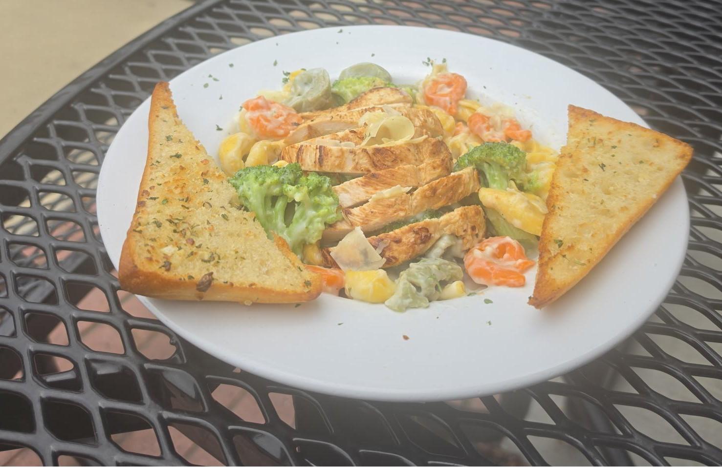 Three-Cheese Tortellini and Chicken Alfredo.