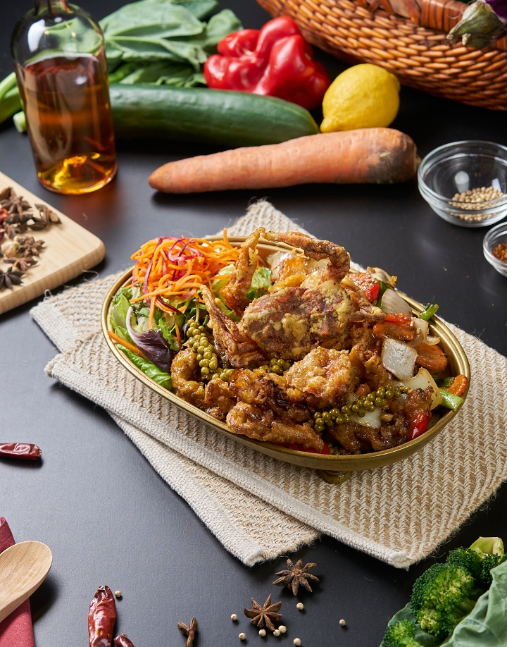 Pad Prik Thai Dum Soft Shell Crab.