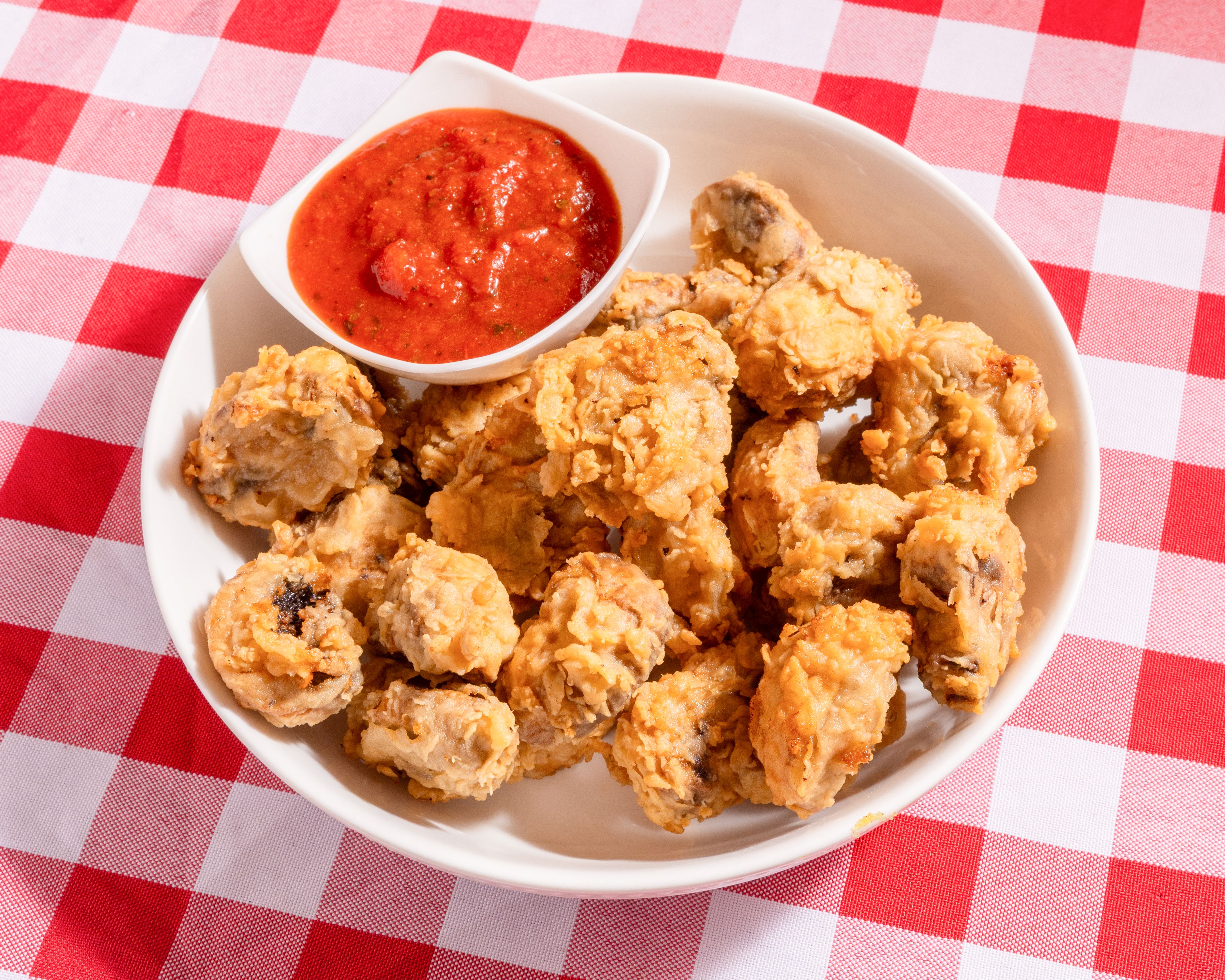 Hand Breaded Fried Mushrooms.