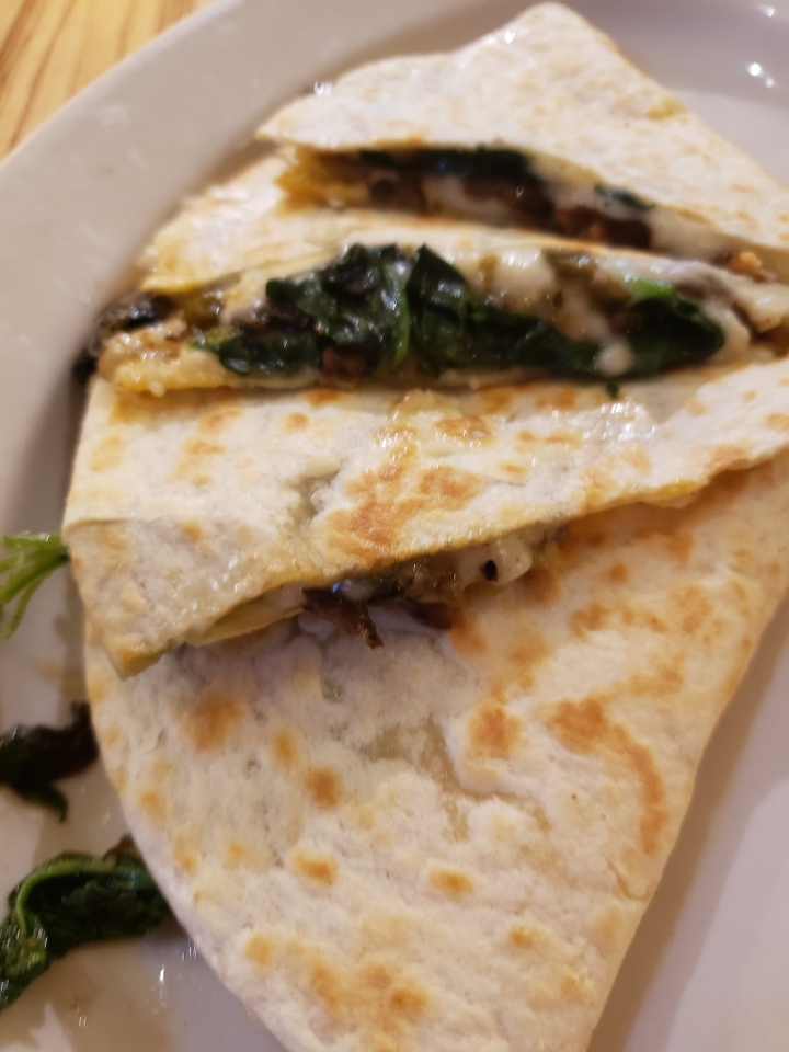 Mushroom & Spinach Quesadilla.