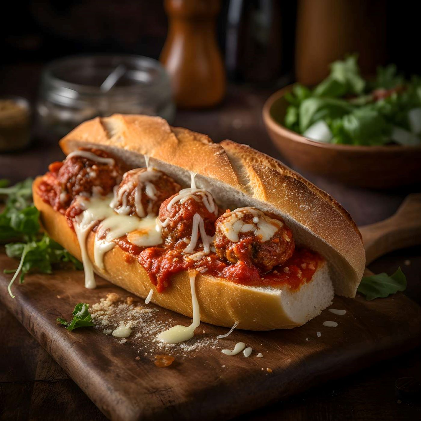 Meatball Parmigiana Sub.