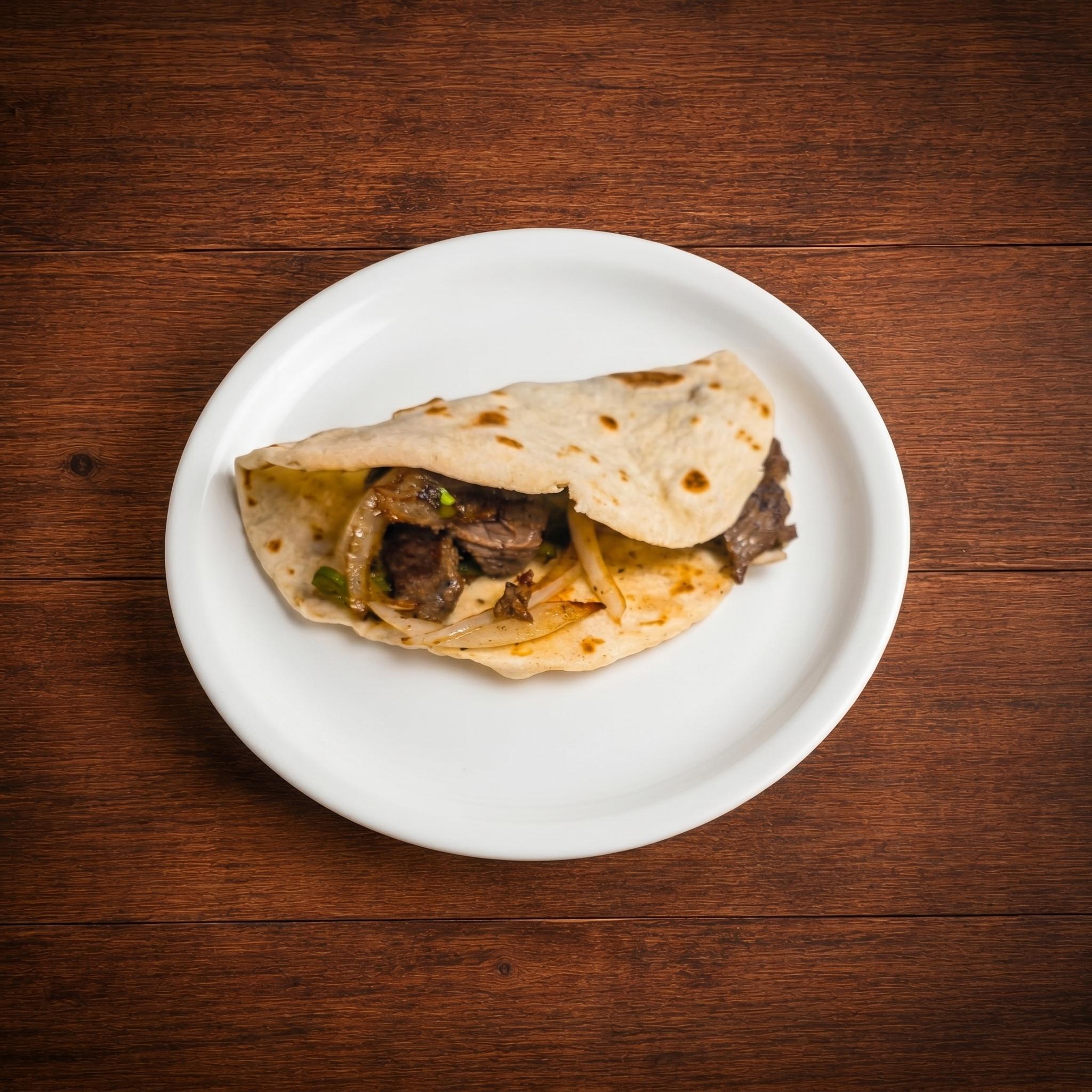 Beef fajita taco.