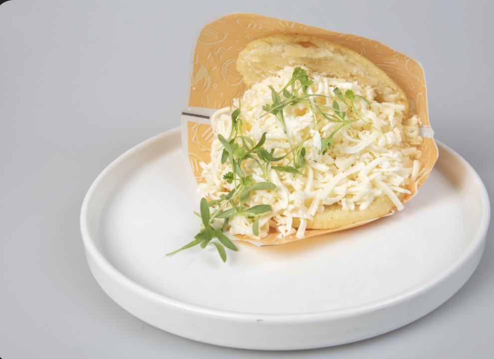 Arepa with Shredded white cheese.