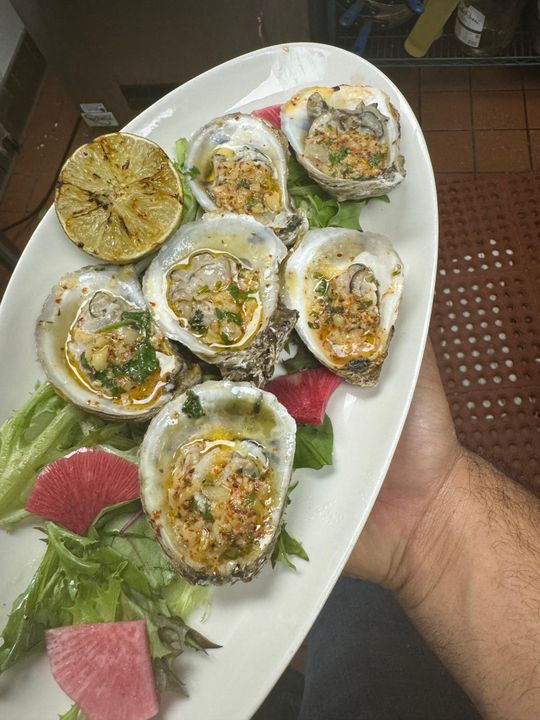 Grilled Lemon Butter Oysters.