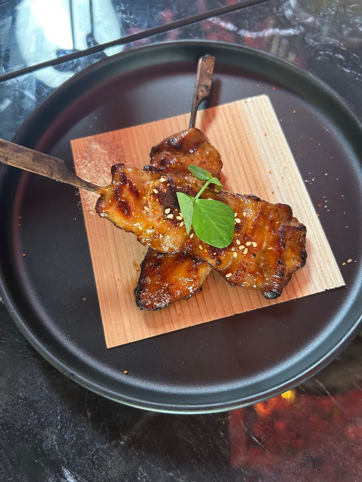 Chicken Momo Skewer.