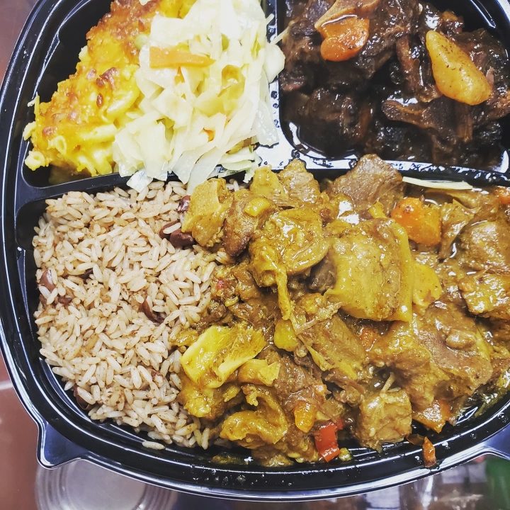 Large Curry Goat Platter.